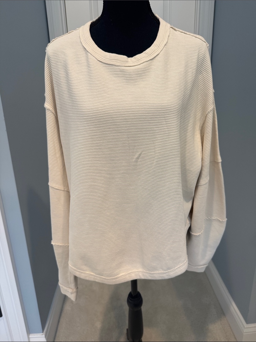 Free people oversized sweatshirt ivory xs new
